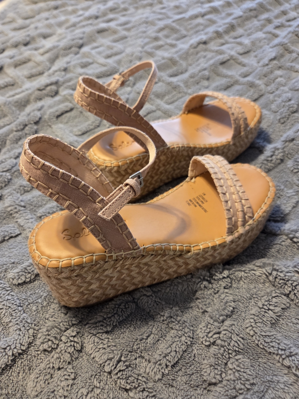 Splendid Woven Pink/Beige Espadrille Platform Sandals, Size 8.5